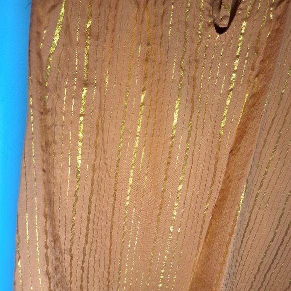 3/$15 Lauren Conrad Ruffle V-Neck Top with Gold Stripes Medium - Picture 3 of 8